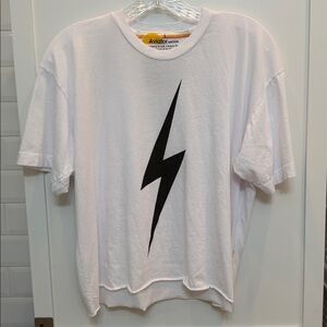 Aviator Nation White Tee with Black Bolt